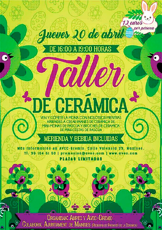Cartel del curso de cerámica en AVEC-GREMIO