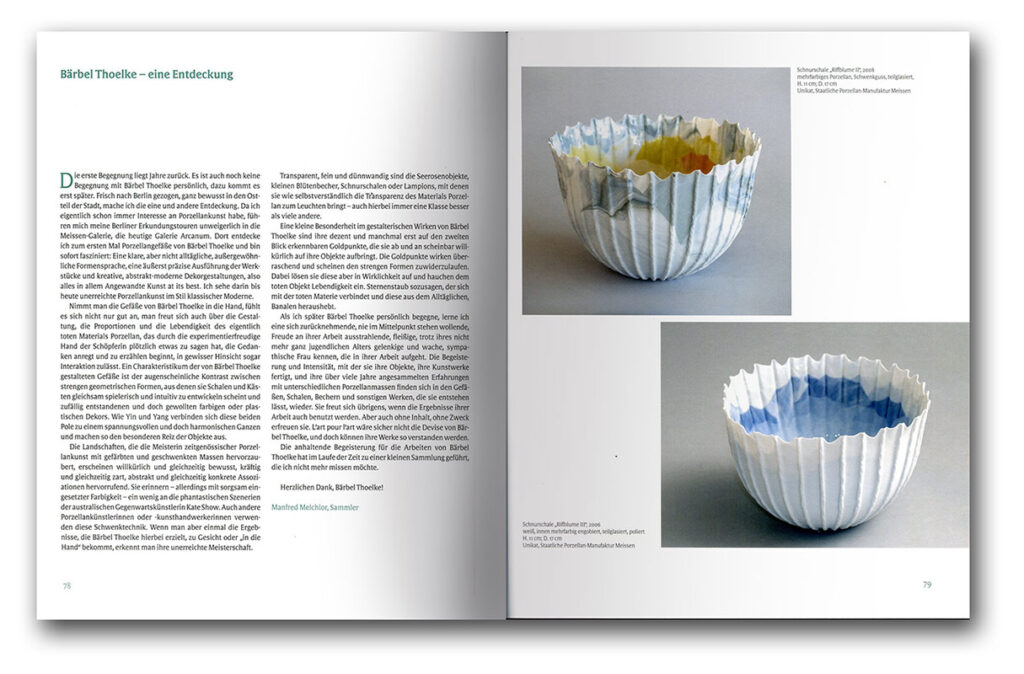 Páginas interiores del libro sobre el ceramista aleman Bärbel Thoelke