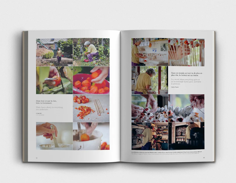 Péginas interiores del libro dedicado a la ceramista Thérèse Lebrun